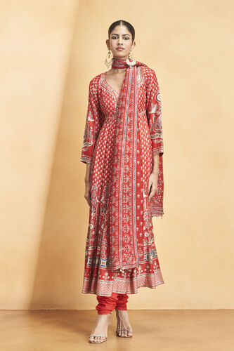 Naima Anarkali Set - Red, Red, image 1