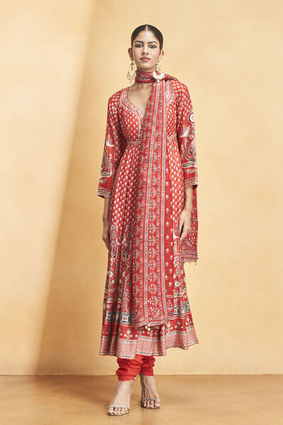 Naima Anarkali Set - Red