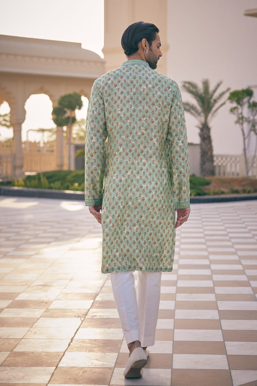 Anbar Silk Kurta - Sage, Sage, image 2