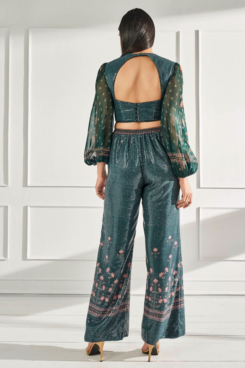 3 - Saturday Night – Green Crop Top & Trousers Set, image 3