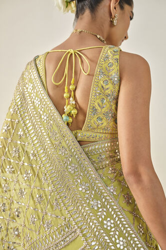 Tajanae Gota Patti Saree - Lime, Lime, image 7