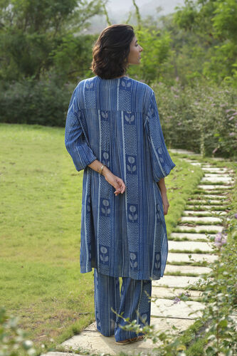 Laguna Hand-block Printed Mul Co-ord - Indigo, Indigo, image 2