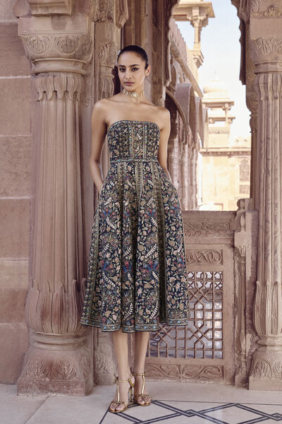 Nemora Embroidered Silk Dress - Green