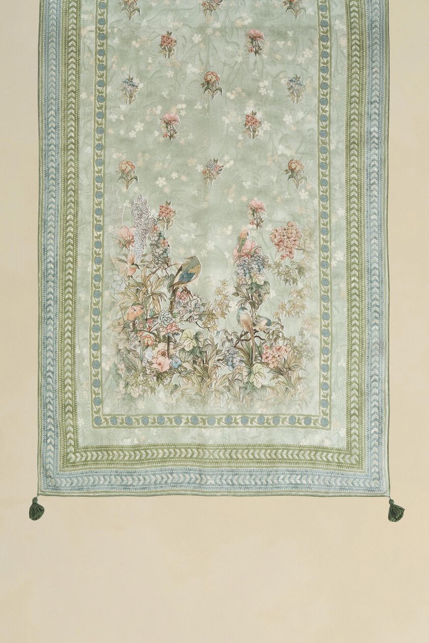 Tayma Printed Silk Stole - Sage, Sage, image 2