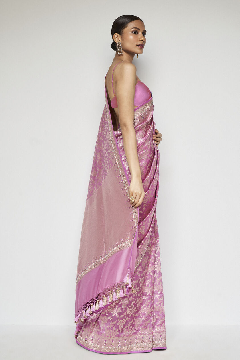 Kiruba Benarasi Silk Embroidered Saree - Pink, Pink, image 3