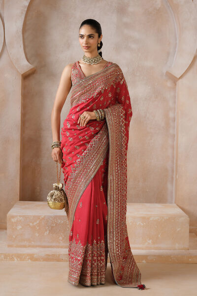 Manjara Gota Patti Silk Saree - Red