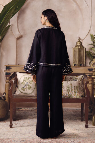 Selja Hand-embroidered Kantha Hemp Jacket Set - Black, Black, image 2