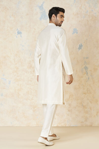 Adhikrit Embroidered Silk Kurta - White