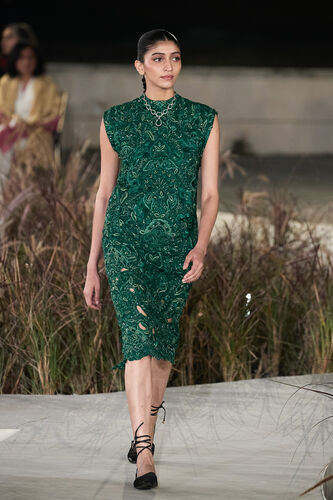 Rainfern Embroidered Applique Dress - Green, Green, image 1