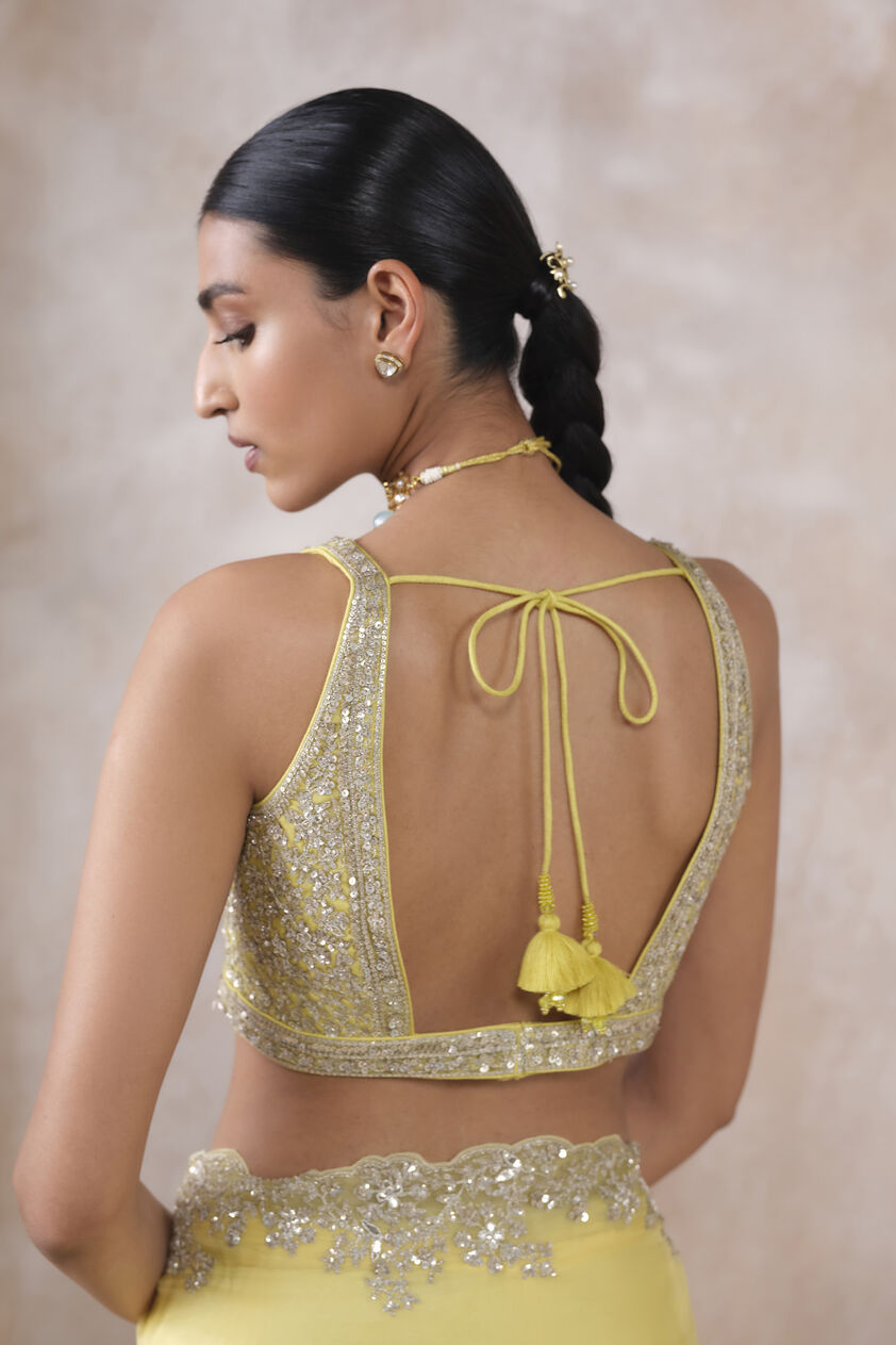 Sharvani Gota Patti Silk Saree, Yellow, image 6