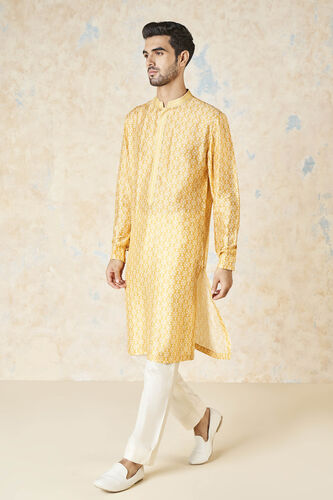 Iravan Silk Kurta - Mustard, Mustard, image 2