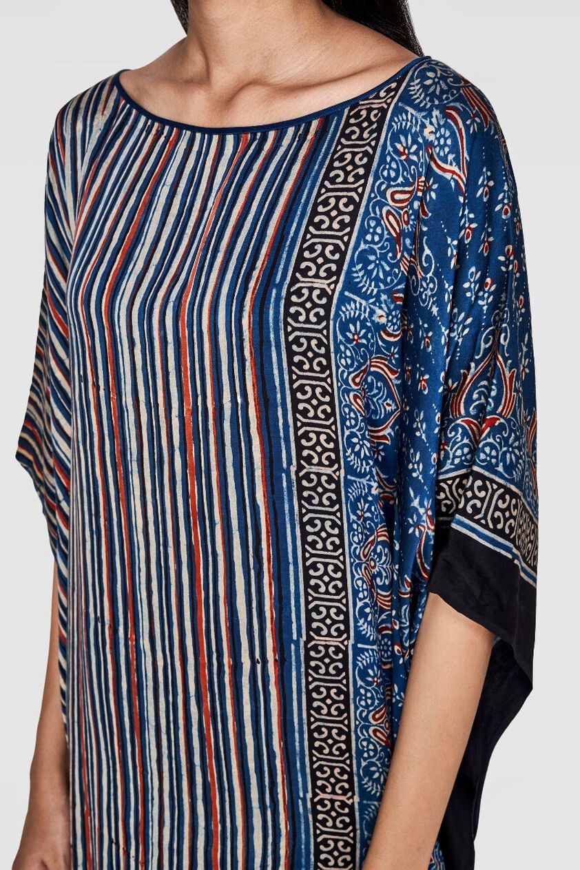 4 - Indigo Striped Kaftan, image 4