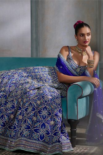 2 - Vanishri Lehenga Set – Blue, image 2