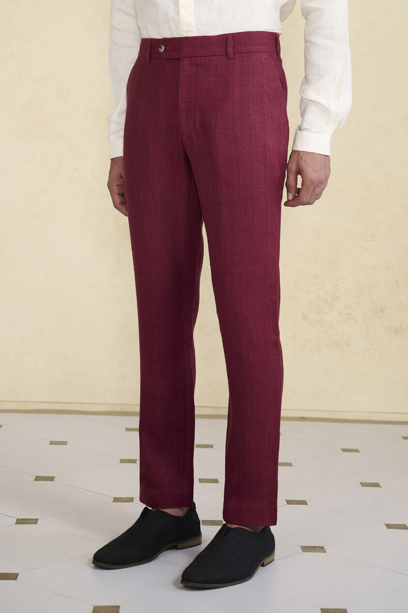 Maroon Silk Trousers, Maroon, image 4