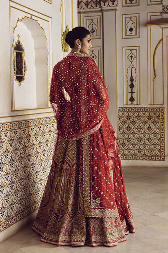 Prati Embroidered Silk Lehenga Set - Red, Red, image 2