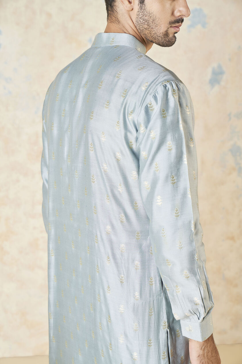 Faizan Silk Kurta - Powder Blue, Powder Blue, image 6