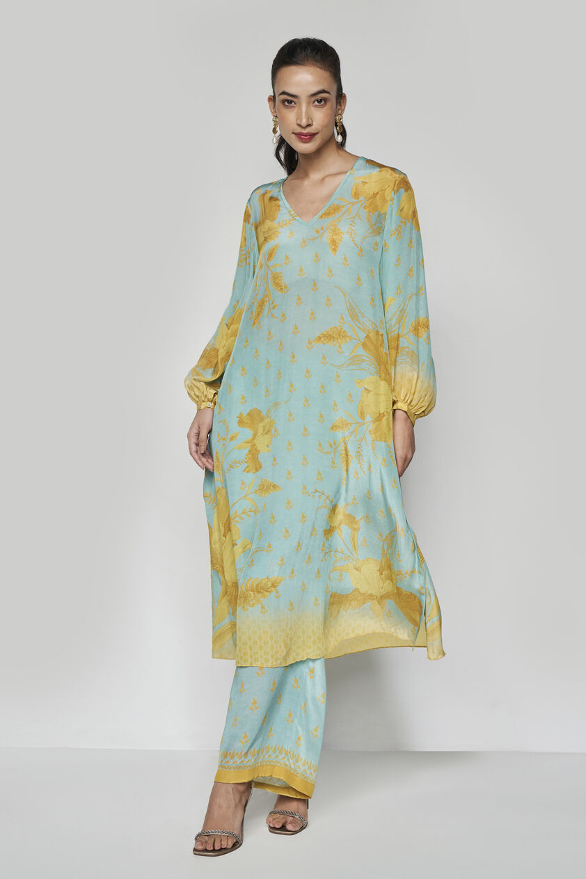 Sama Kurta Set - Aqua, Aqua, image 2