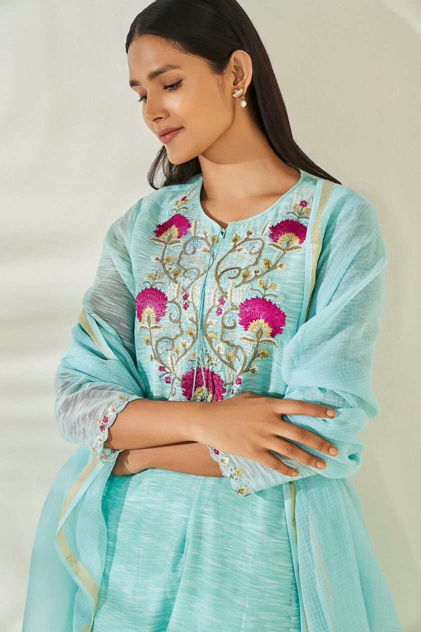 5 - Kayavi Kurta Set – Aqua, image 5
