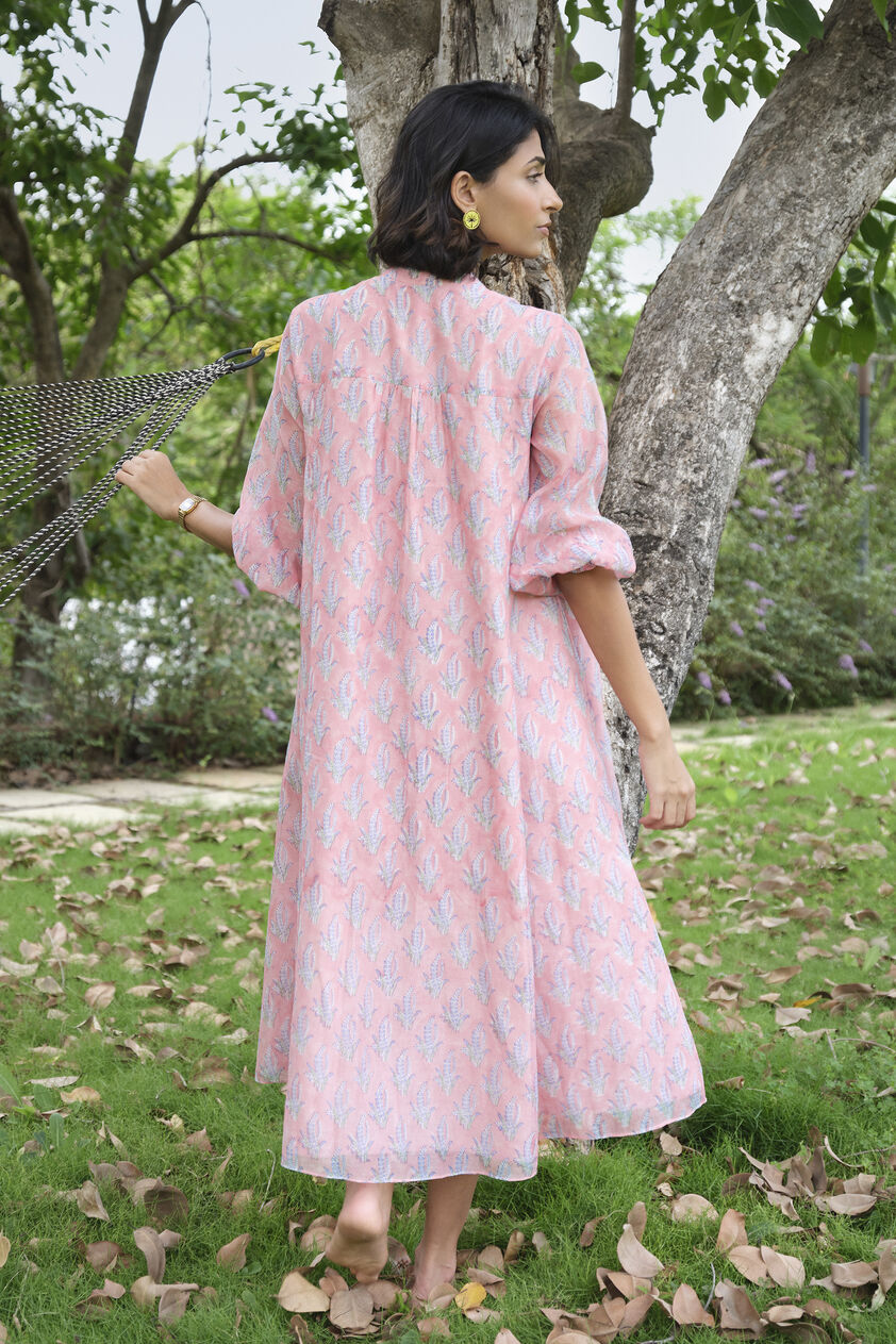 Heather Hand-block Printed Mul Dress - Pink, Pink, image 2