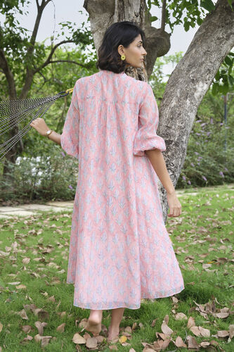 Heather Hand-block Printed Mul Dress - Pink, Pink, image 2