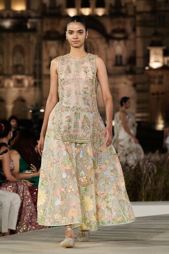 Springfern Hand-painted Picchwai Skirt Set - Ivory, Ivory, image 1