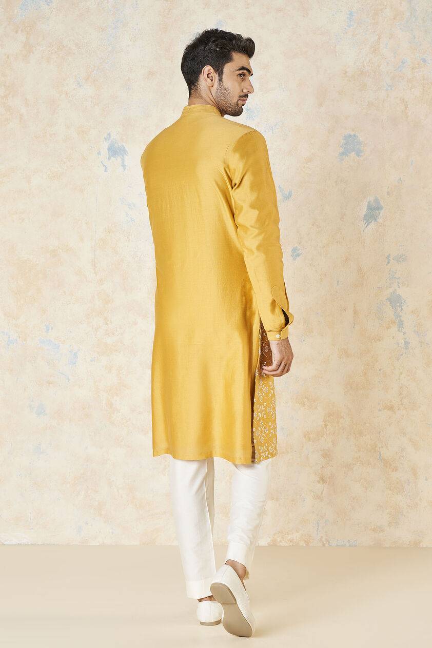 Udyan Silk Kurta - Mustard, Mustard, image 3