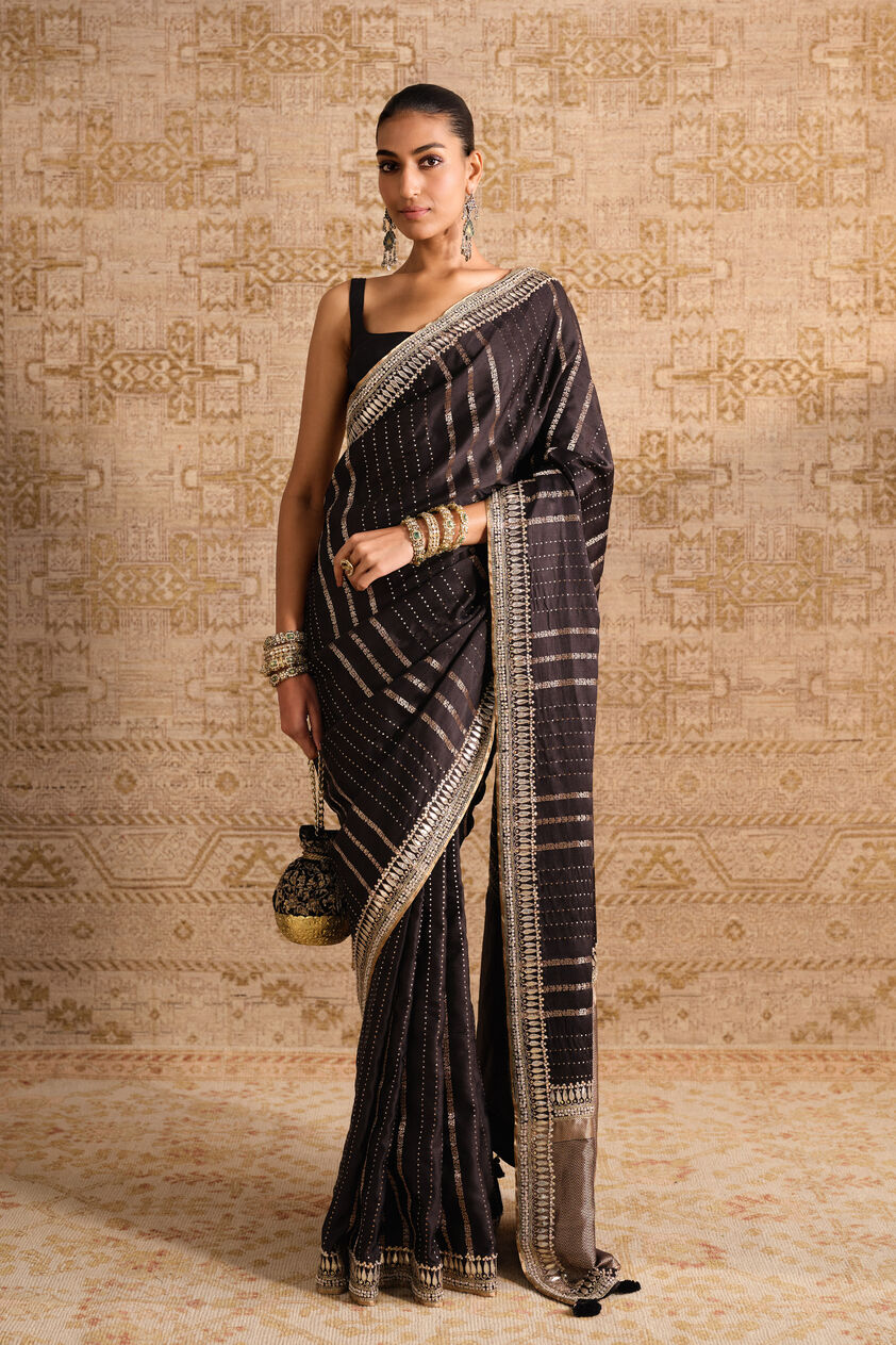 Drishika Handwoven Benarasi Silk Saree - Black, Black, image 1