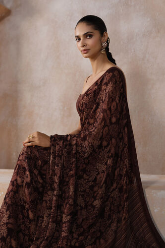 Onerva Chiffon Saree - Wine, Wine, image 4