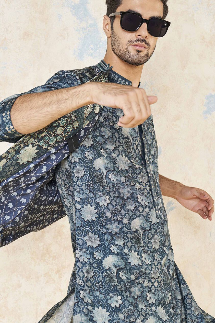 Bhramar Nehru Jacket - Blue, Blue, image 6
