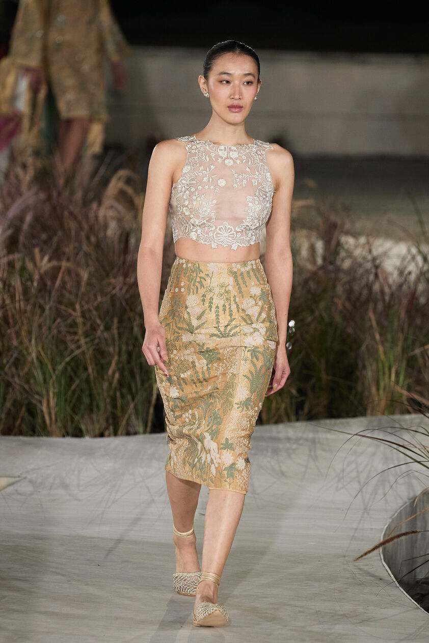 Zephyria Applique & Embroidered Cord Skirt Set - Gold, Gold, image 1