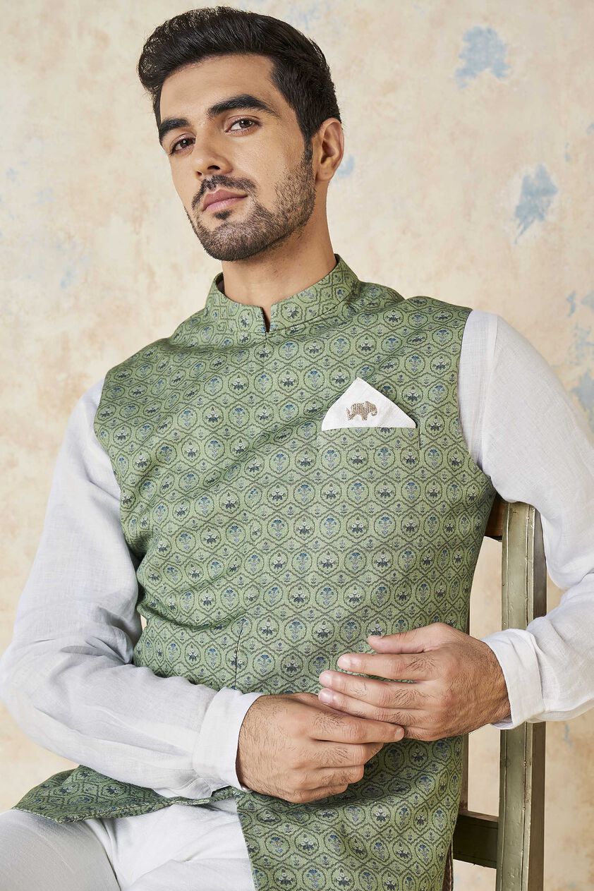 Nimay Nehru Jacket - Green, Green, image 4