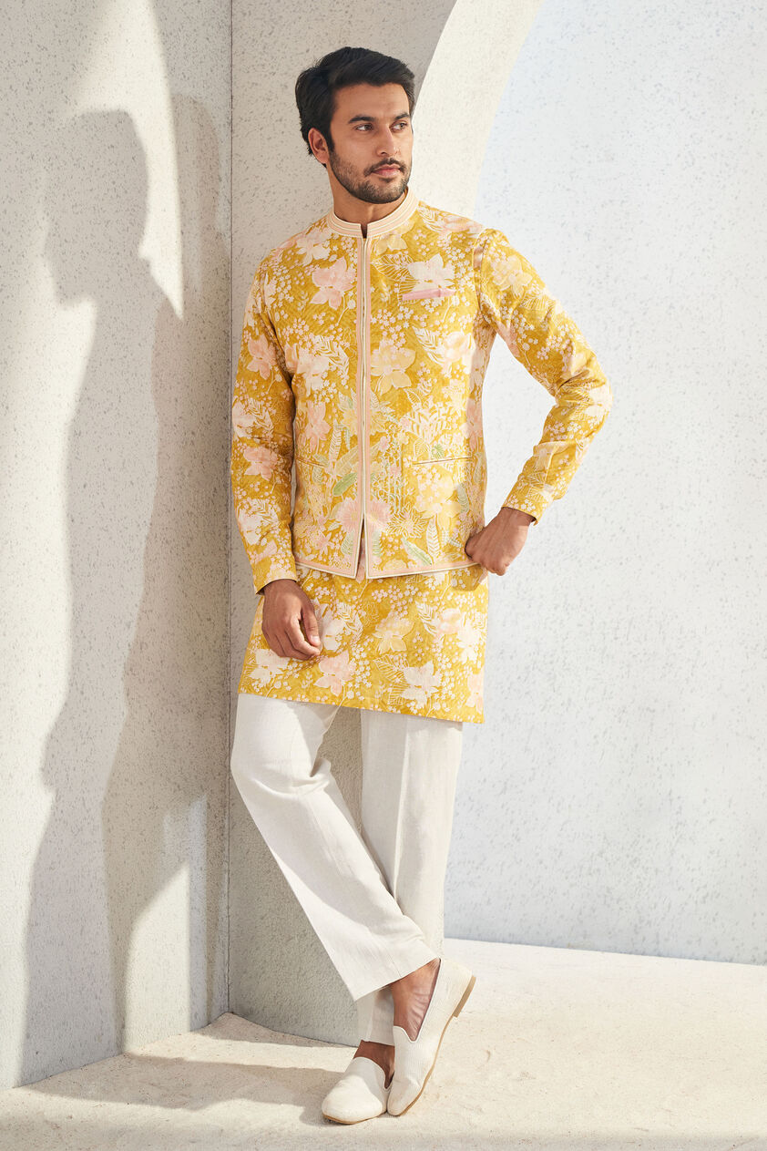 Malhar Nehru Jacket - Mustard, Mustard, image 1