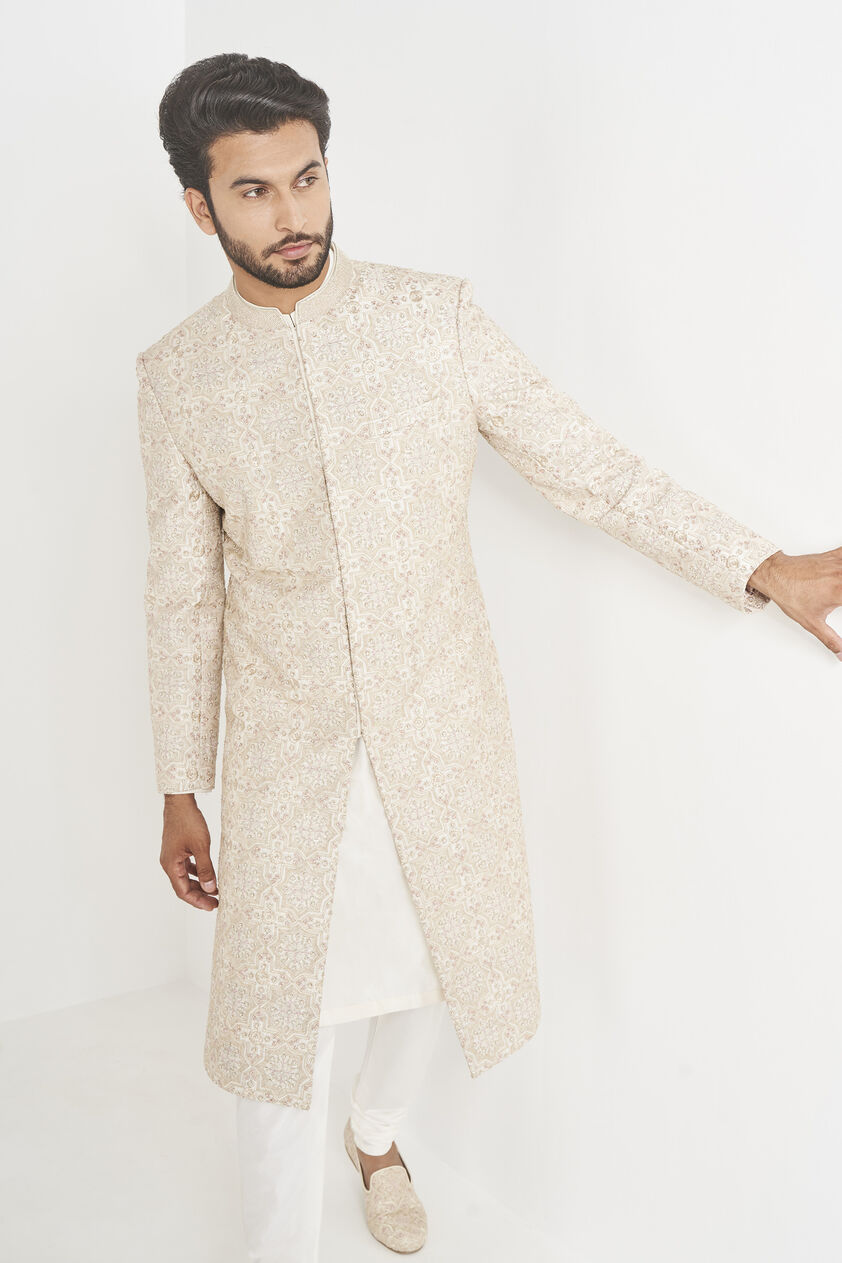 Dheer Sherwani - Off White, Cream, image 4
