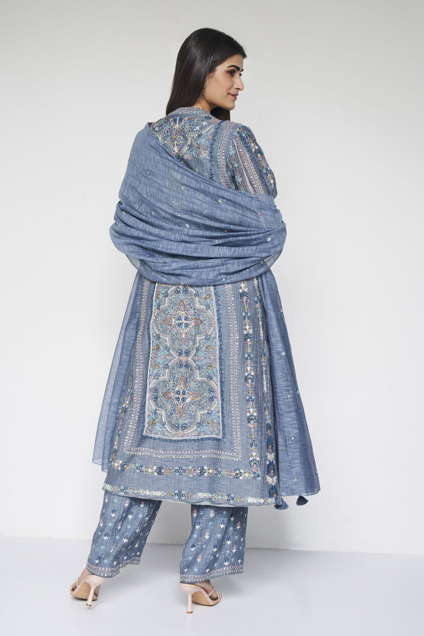 Sabela SEWA Hand-embroidered Mul Suit Set - Slate Grey, Slate Grey, image 2