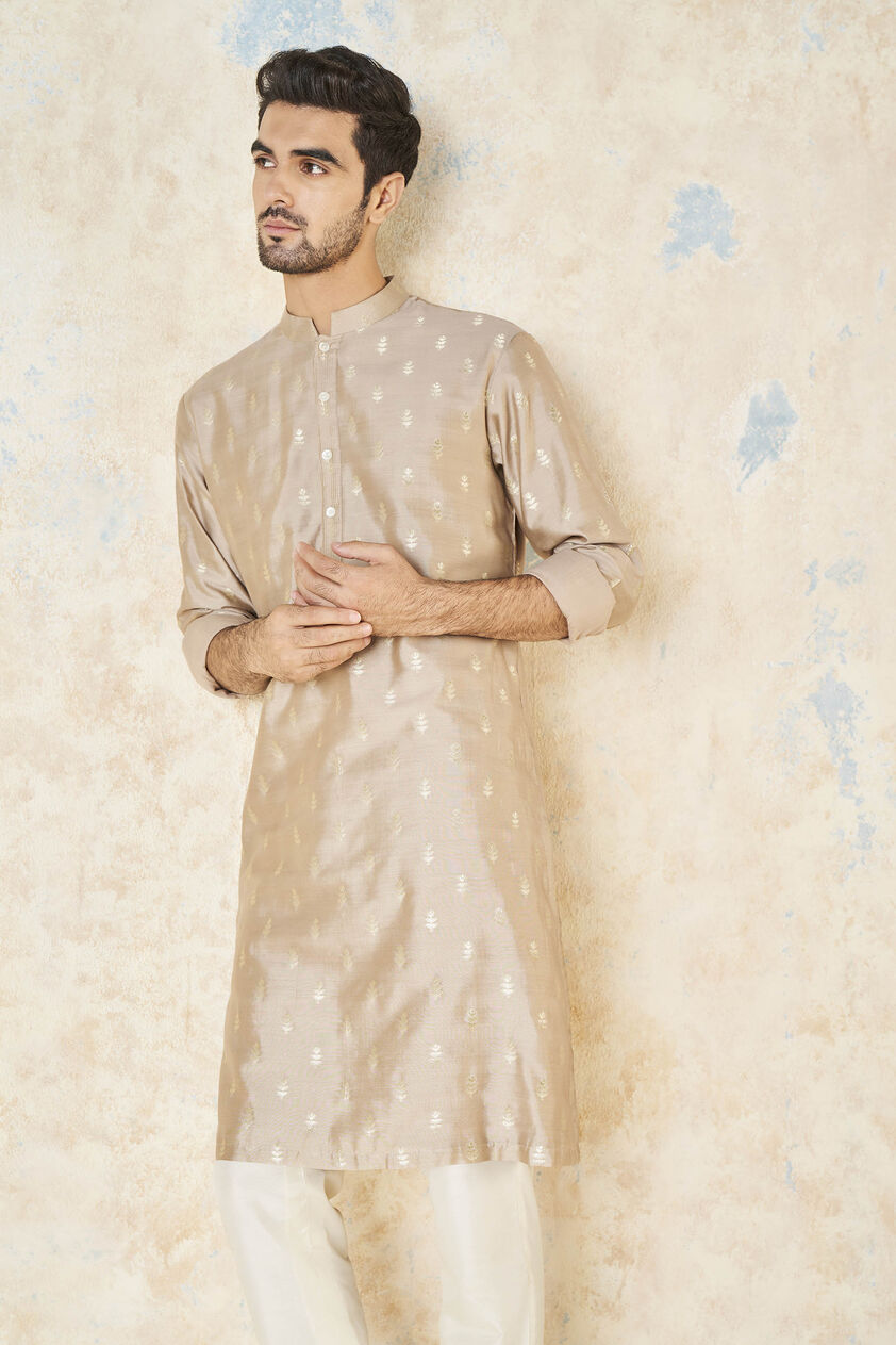 Faizan Silk Kurta - Hazelnut, Hazelnut, image 4