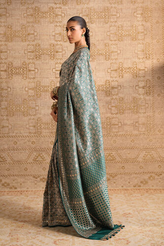 Anedya Handwoven Benarasi Silk Saree, Green, image 3