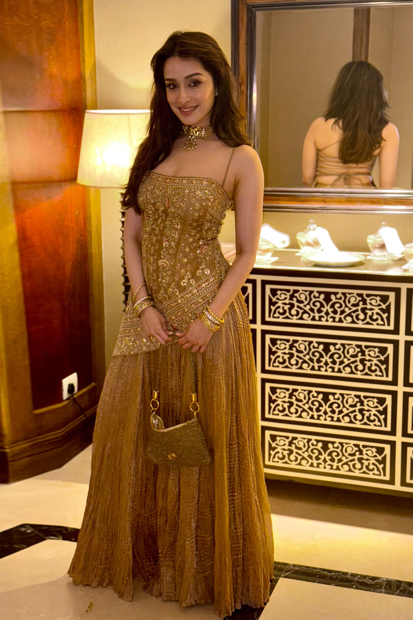 Naushaba Embroidered Sharara Set - Gold, , image 2