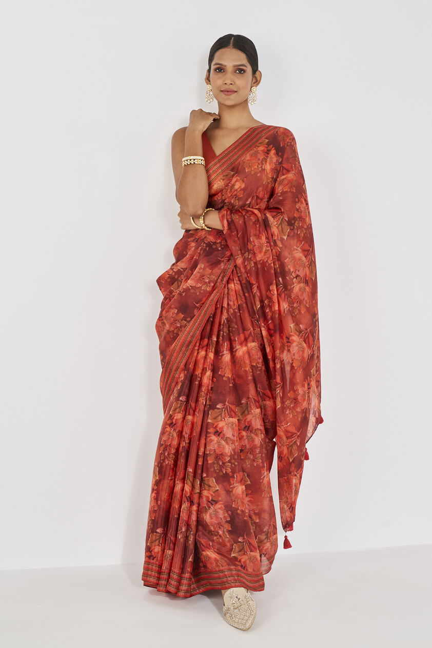 Tanaz Saree - Orange, Orange, image 4