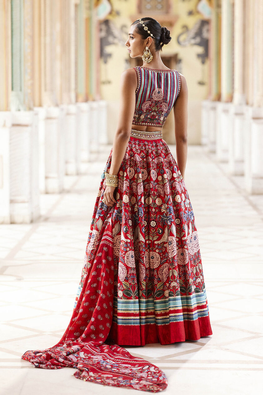 Ghazal Lehenga - Red, Red, image 4