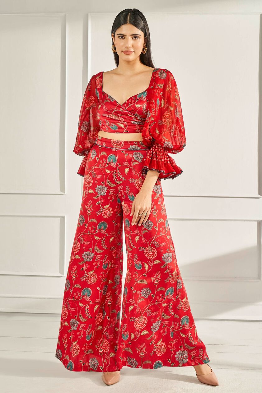 1 - Showstopper - Red Crop Top and Trousers Set, image 1