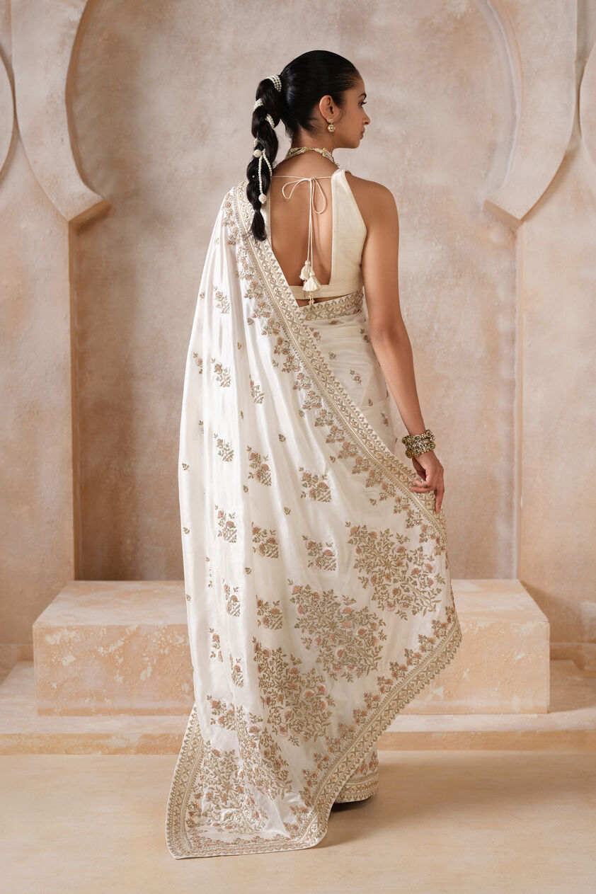 Debasmita Embroidered Silk Saree - Cream, Cream, image 2