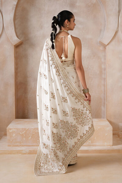 Debasmita Embroidered Silk Saree - Cream