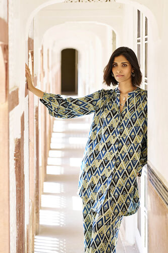 Mangave Ajrakh Hand-block Printed Coord - Green, Print, image 3