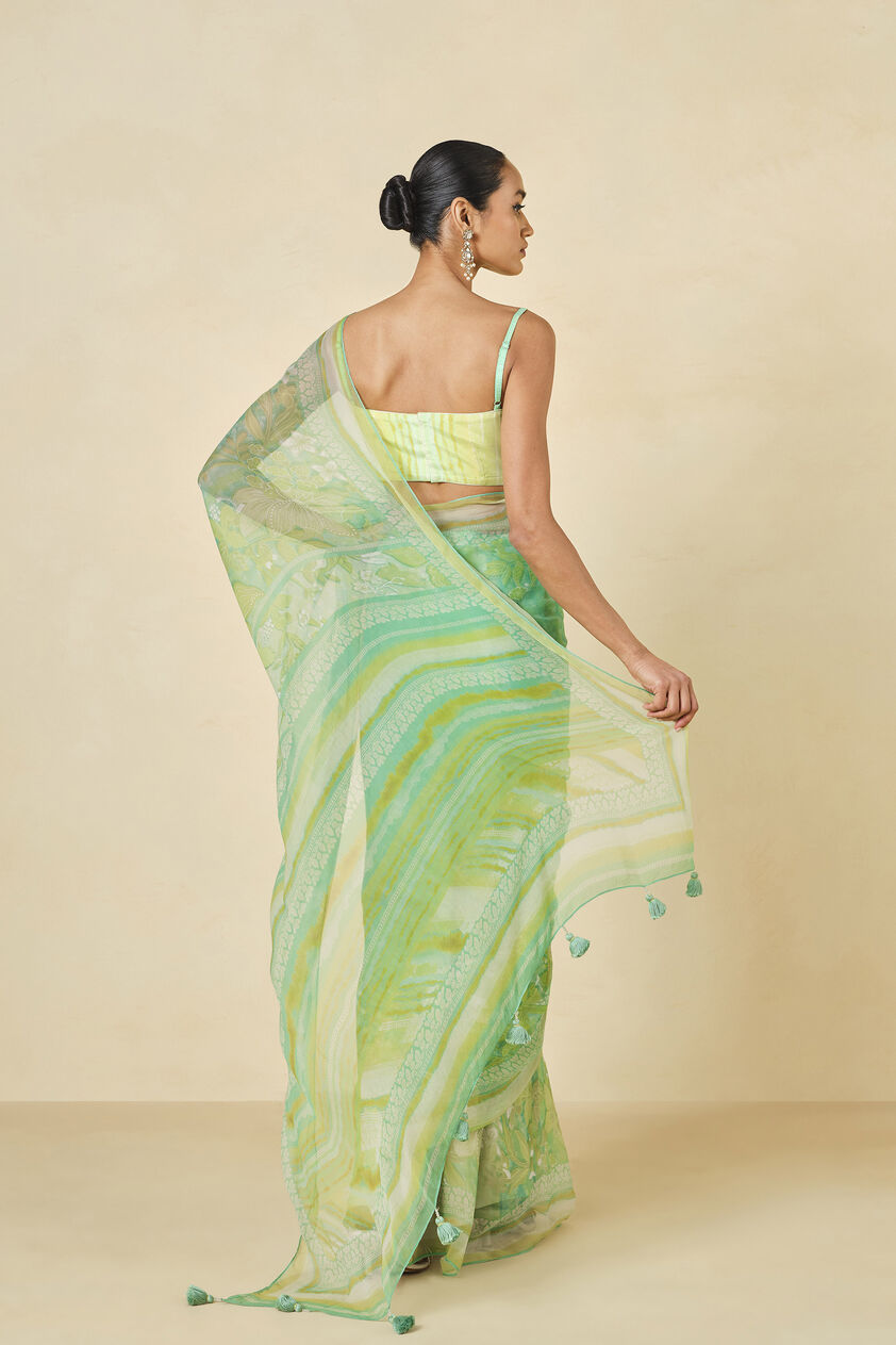 Oreka Chiffon Saree - Lime, Lime, image 3
