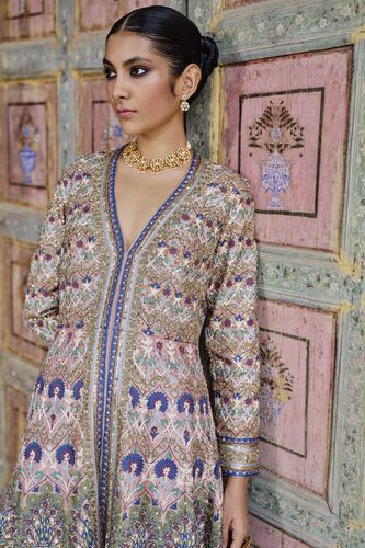 Krandasi Embroidered Zardozi Jacket Set - Blush, Blush, image 4