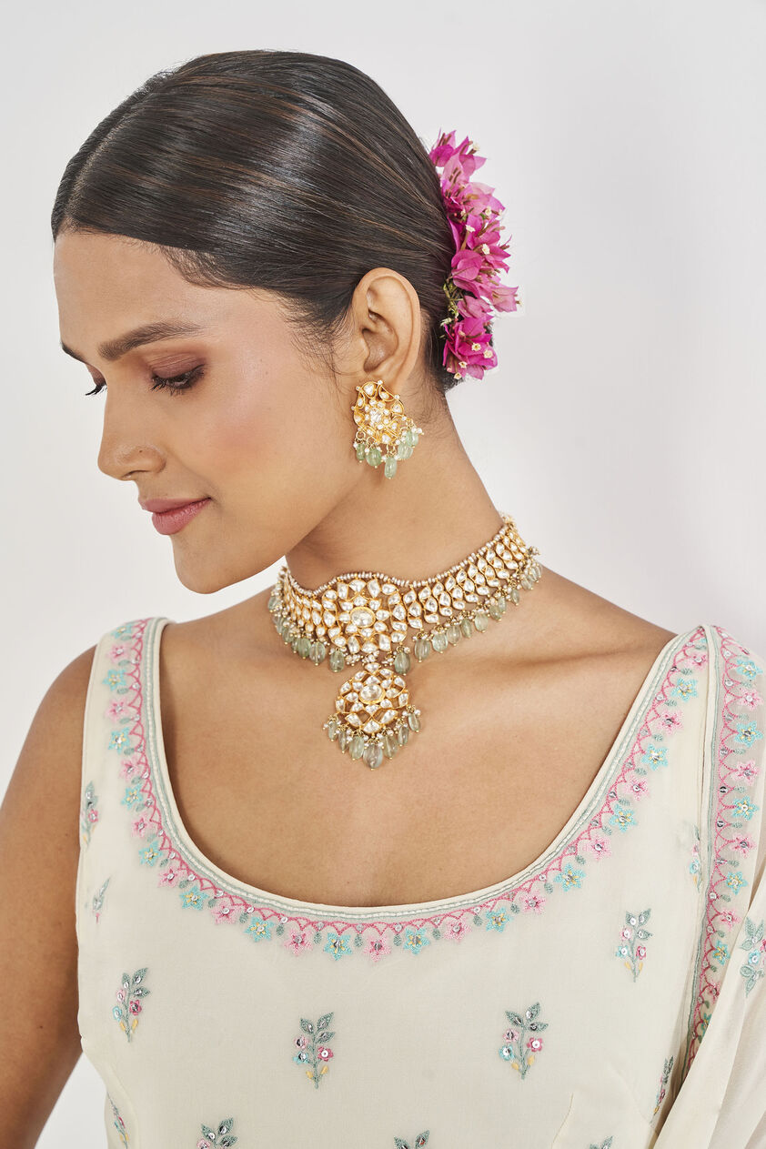 Elakshi Embroidered Sharara Set - Ivory, Ivory, image 7