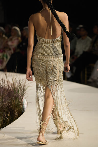 Zenebe Macrame Gown - Gold