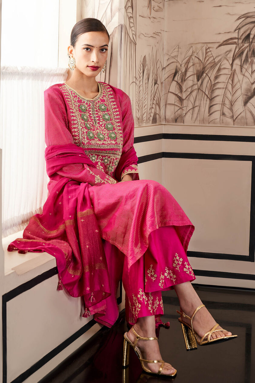Jasnaaz Suit Set - Hot Pink, Hot Pink, image 4