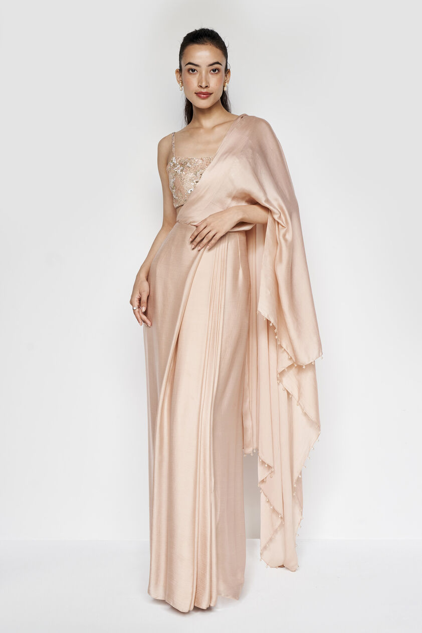 Aveline Saree Set - Hazelnut, Hazelnut, image 5