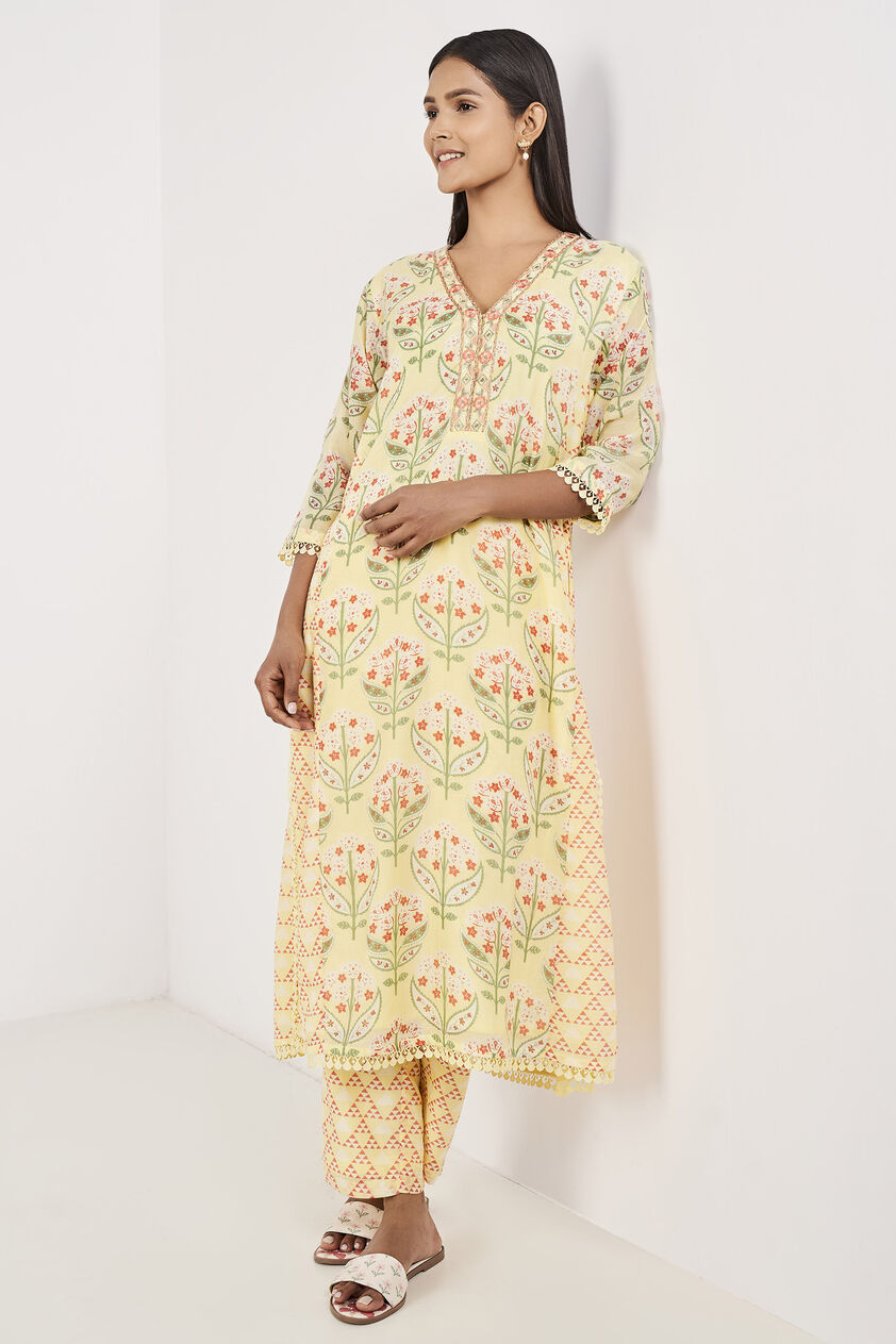 Alvia Kurta Set - Yellow, Yellow, image 4